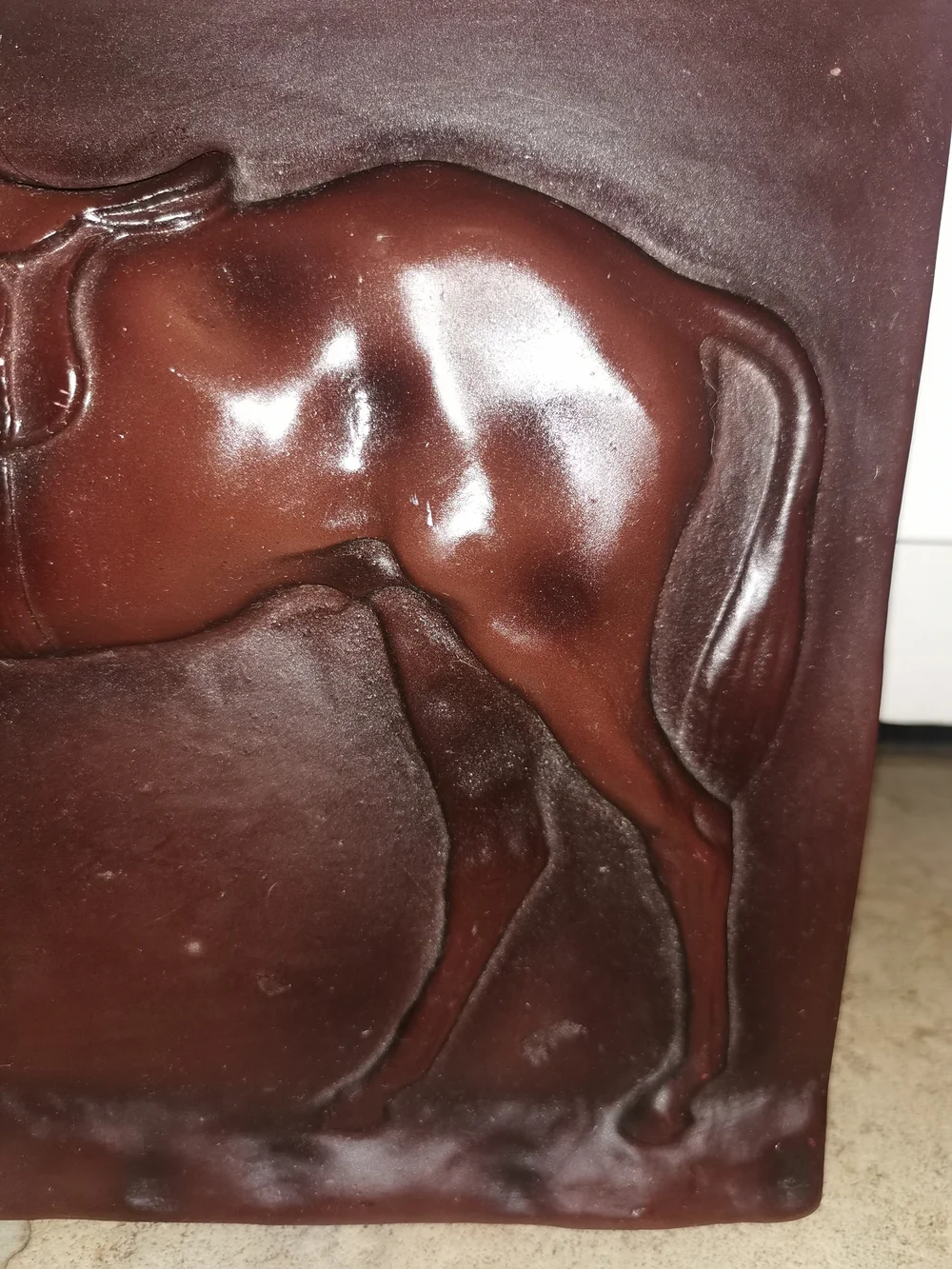 Vintage Embossed Wall Plaque Horse Brown Tone 10
